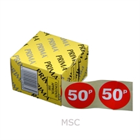 500 x "50p" Self Adhesive Price Labels