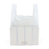 100 x White Plastic Vest Carrier Bags 10x15x18"