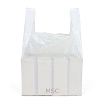 100 x White Plastic Vest Carrier Bags 11x17x21"