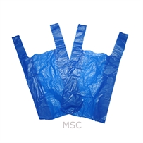 100 x Blue Plastic Vest Carrier Bags 11x17x21"